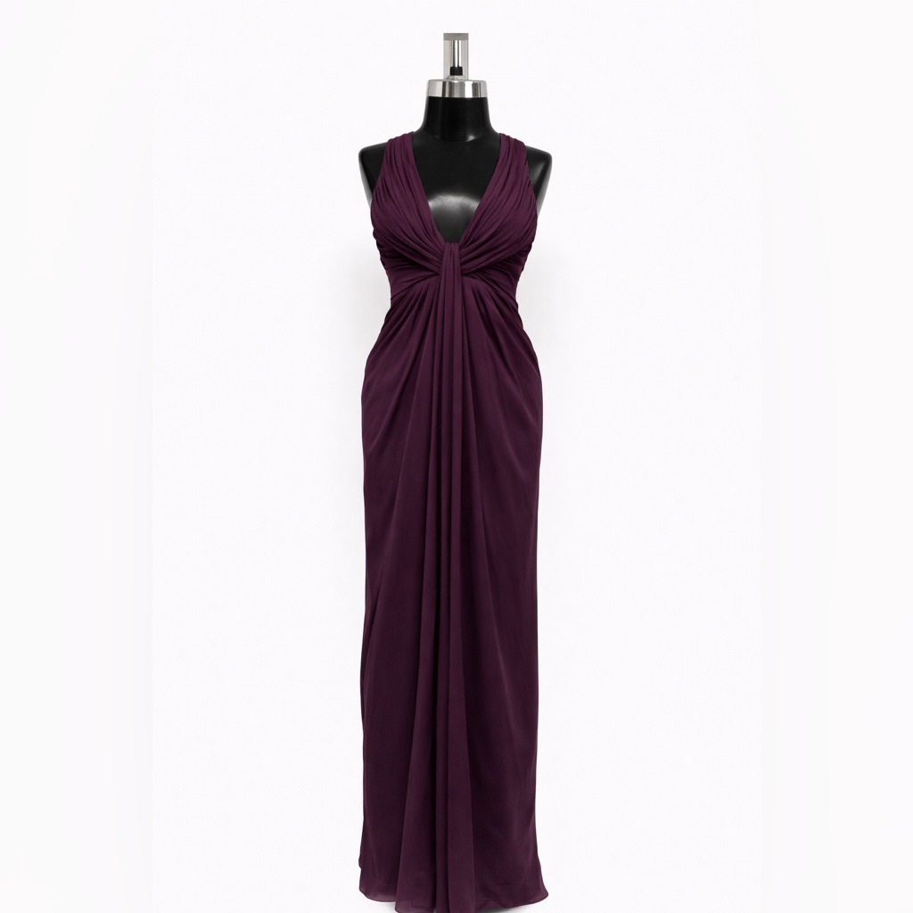 Plum Draped Evening Gown Size Uk 36 (Us 4)